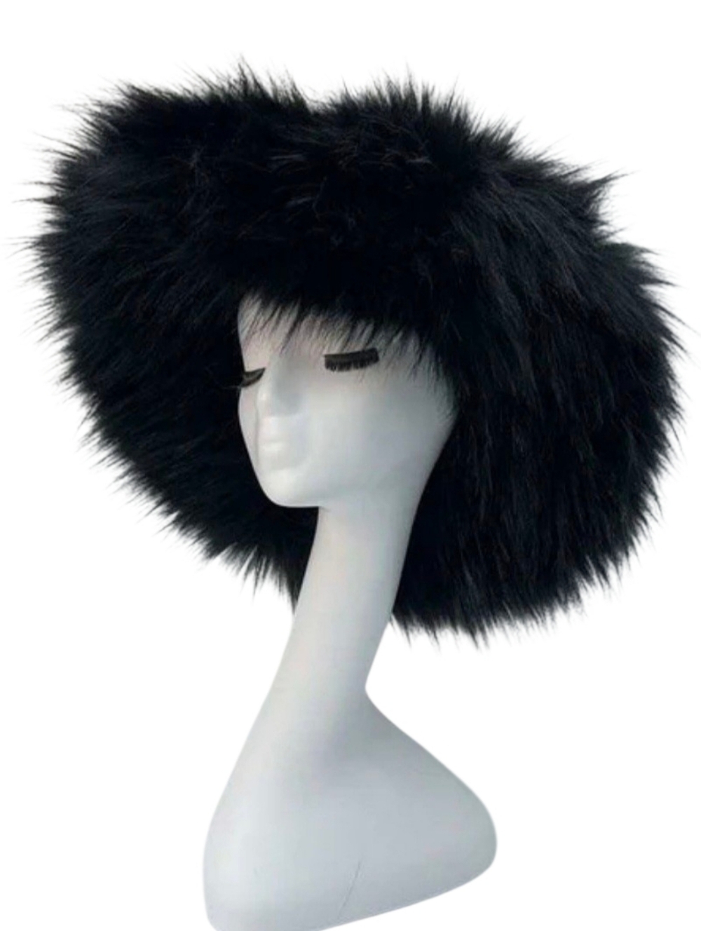 Faux Fur Bucket Hat (Black)